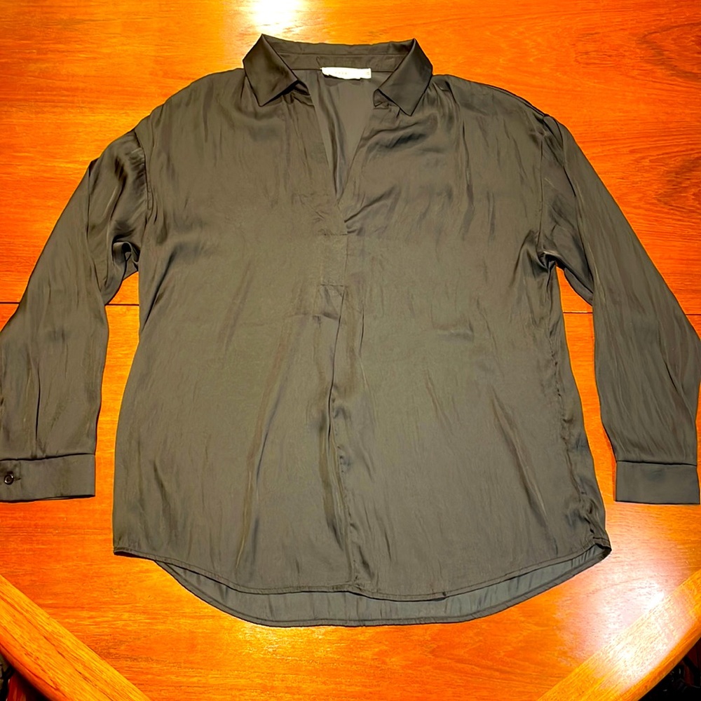 Anthropologie Lush black silky blouse top size Small